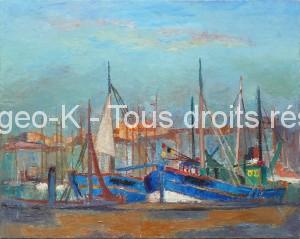 Vieux port aux bateaux bleus. Marseille . 30F - 1956