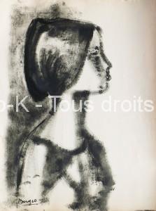 Portrait au chignon. 1950 - 50X66 cm